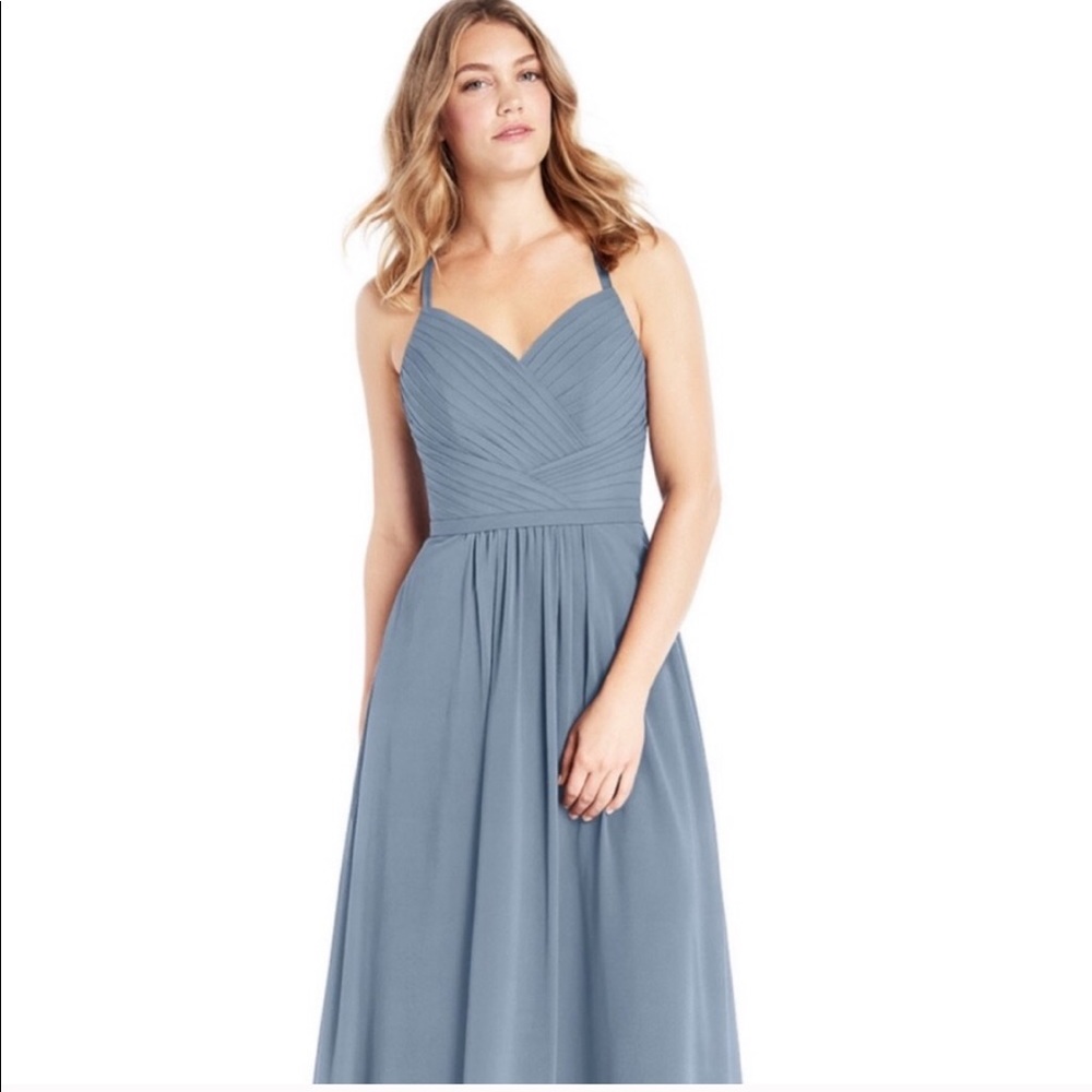 Azazie dusty blue bridesmaid dress